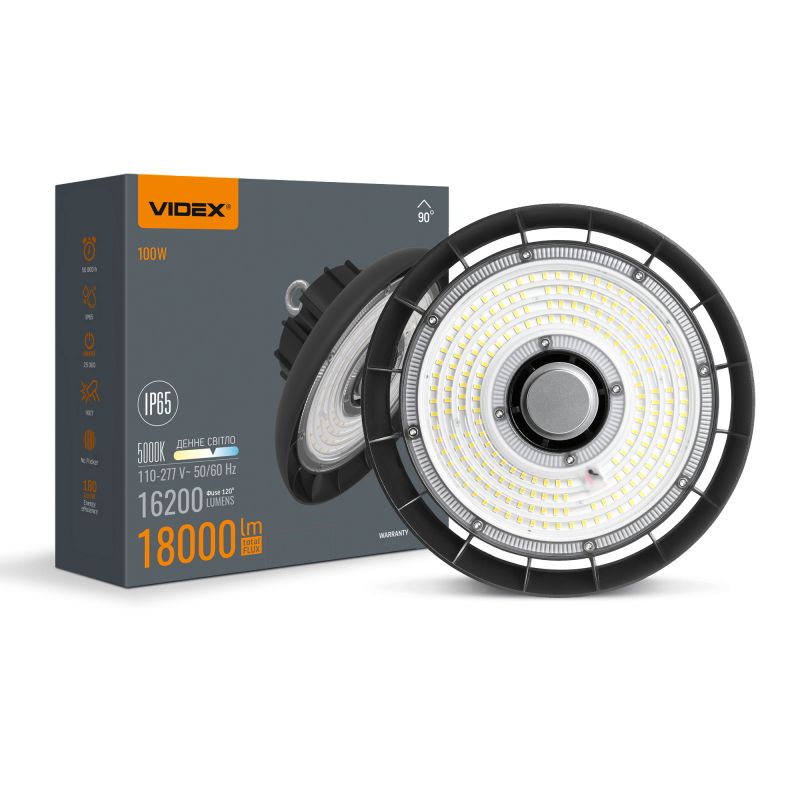LED High Bay Light VIDEX HB01 100W 5000K 18000Lm 220V Black