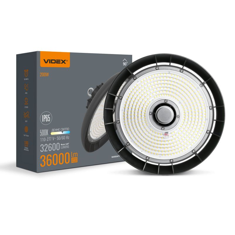 LED High Bay Light VIDEX HB01 200W 5000K 36000Lm 220V Black