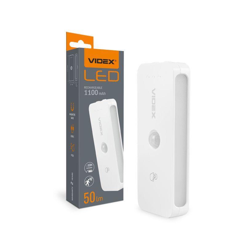 LED RECHARGEABLE NIGHT LIGHT with MOTION SENSOR VIDEX VL-NL053W-S