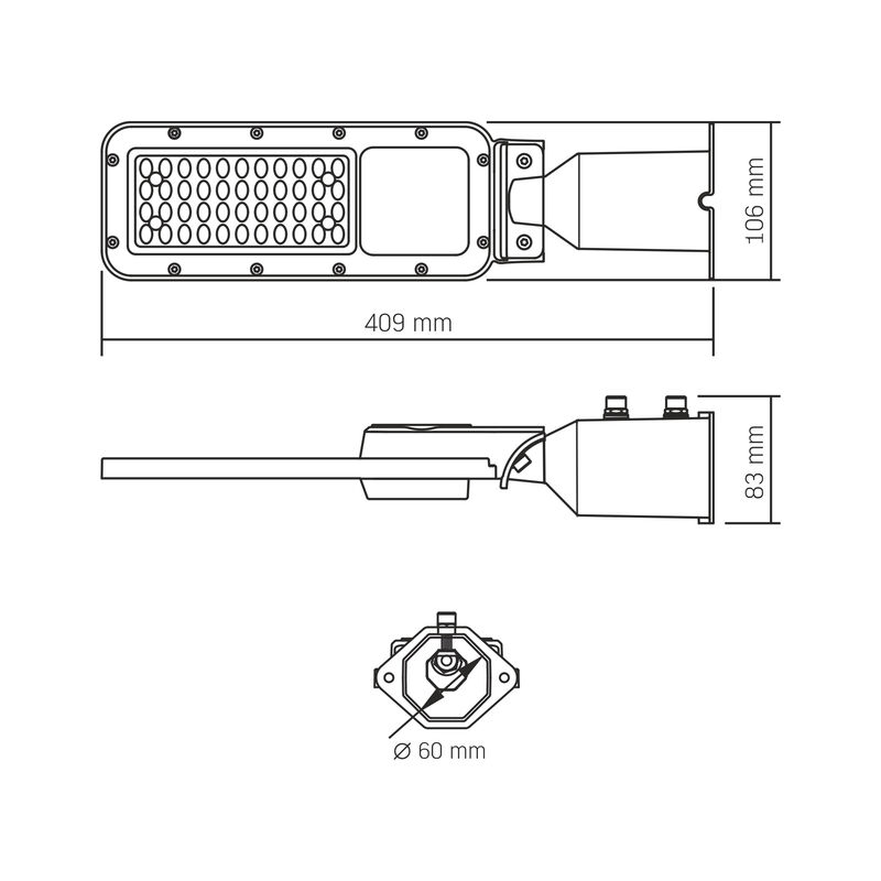 LED Street Light VIDEX IP65 SLE17 30W 3300Lm 5000K 230V
