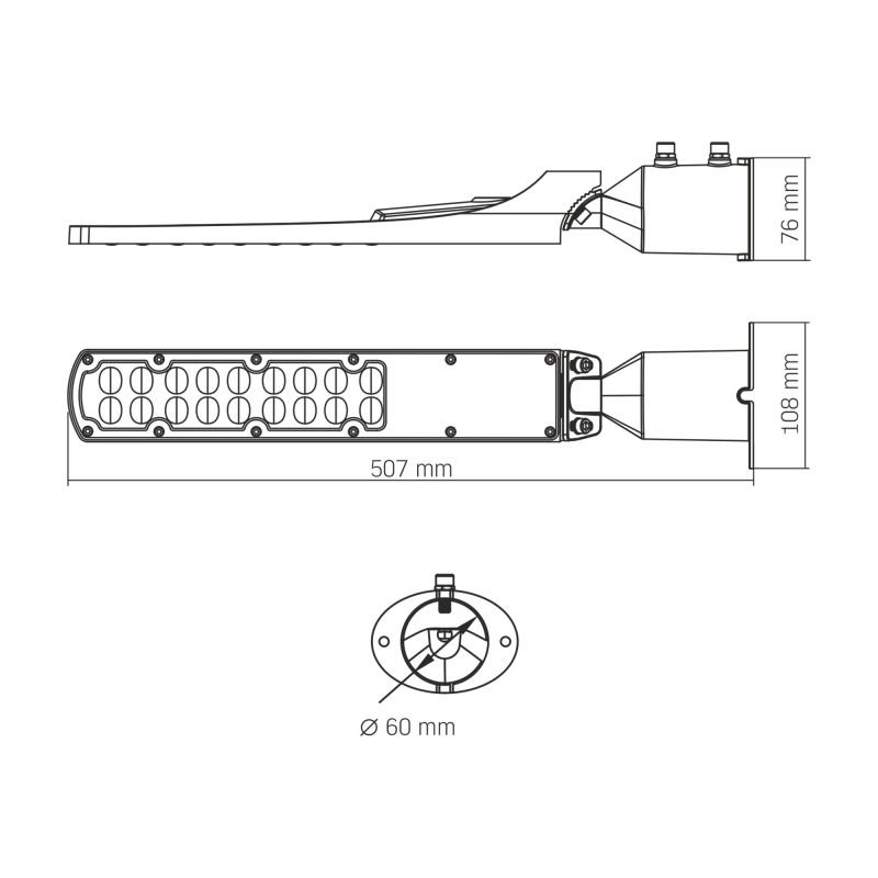 LED Street Light VIDEX IP65 SLE18 50W 5000Lm 5000K 200V