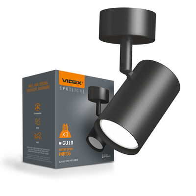 Wall and ceiling spotlight luminaire VIDEX for GU10 lamp VL-SPF05B-BFB
