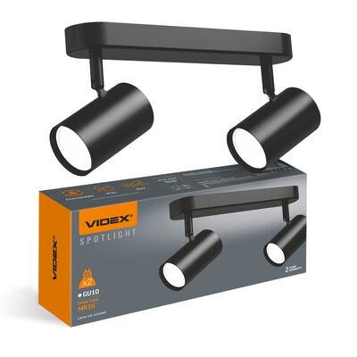 Wall and ceiling spotlight luminaire VIDEX for 2xGU10 lamp VL-SPF05B-BPB