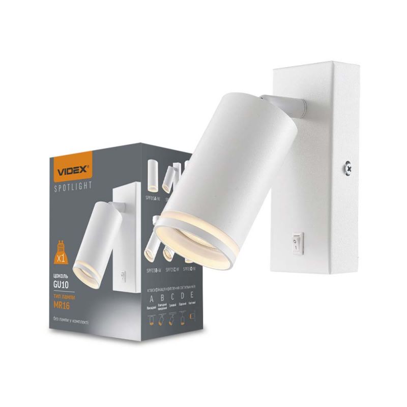 Wall-mounted spot luminaire VIDEX-GU10-KENT-WHITE