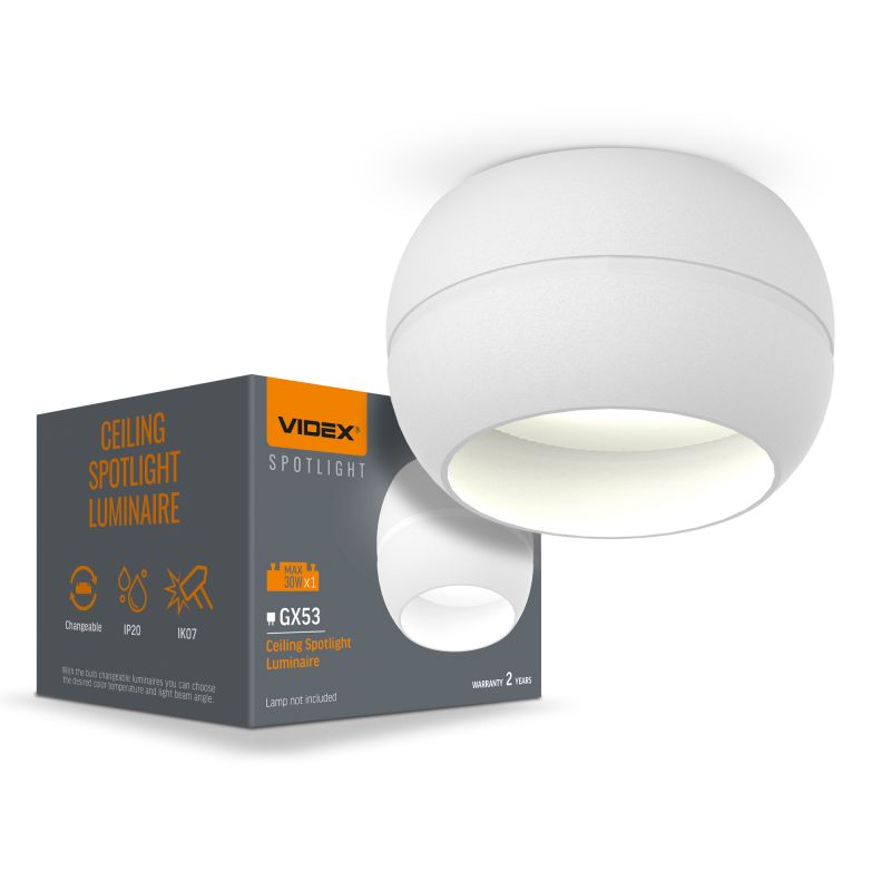 Ceiling spotlight luminaire VIDEX for GX53 lamp VL-SPF16A-W