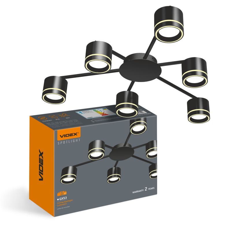 Ceiling spotlight luminaire VIDEX for 6xGX53 lamp VL-SPF21B-BP