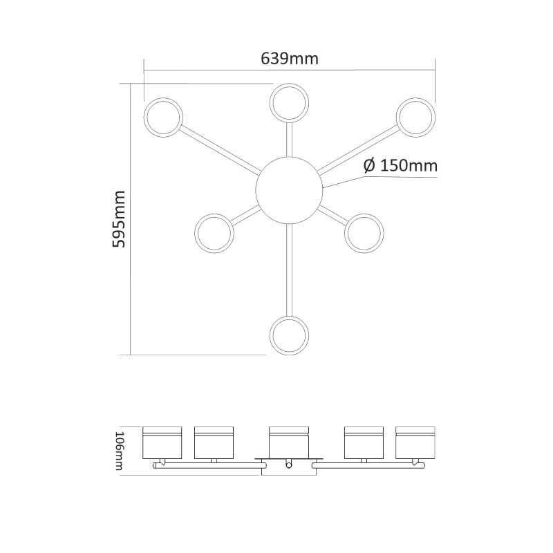Ceiling spotlight luminaire VIDEX for 6xGX53 lamp VL-SPF21B-BP