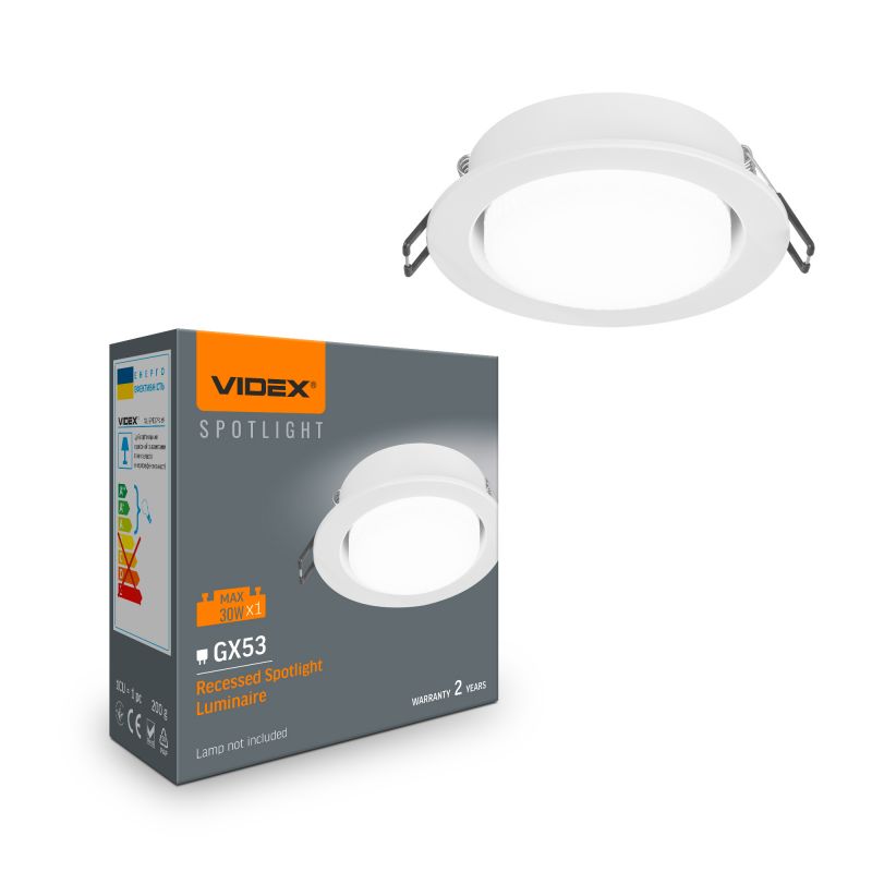 Recessed spotlight luminaire VIDEX for GX53 lamp VL-SPF27R-W