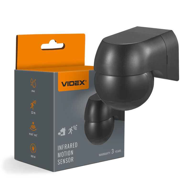 PIR motion and light sensor VIDEX VL-SPW11B 800W IP44 Black