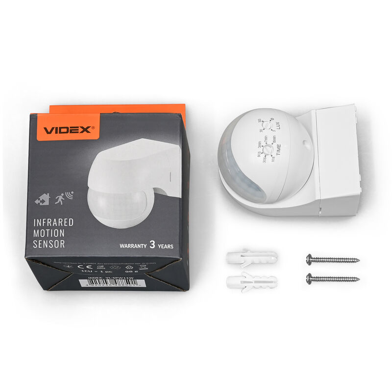 PIR motion and light sensor VIDEX VL-SPW11W 800W IP44 White
