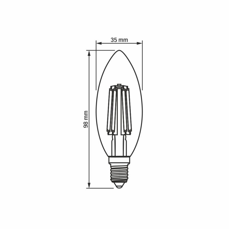 LED Bulb VIDEX-E14-C35-6W-FIL-NW