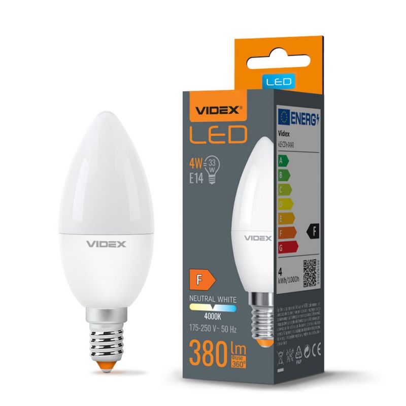 LED Bulb VIDEX-E14-C37-4W-NW