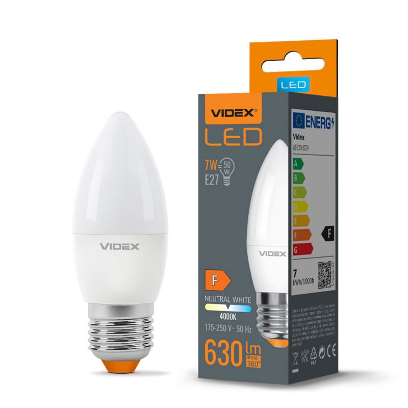 LED Bulb VIDEX-E27-C37-7W-NW