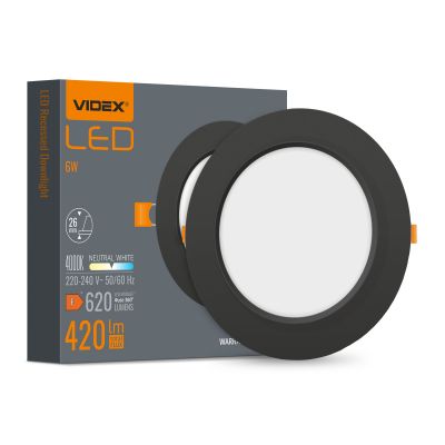 Oprawa wpuszczana LED VIDEX-DOWNLIGHT-LED-DLBR-064-BLACK-6W-NW