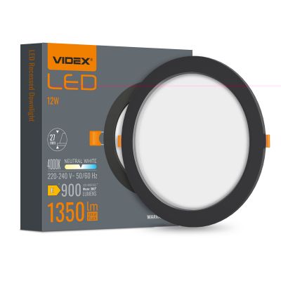 Oprawa wpuszczana LED VIDEX-DOWNLIGHT-LED-DLBR-124-BLACK-12W-NW