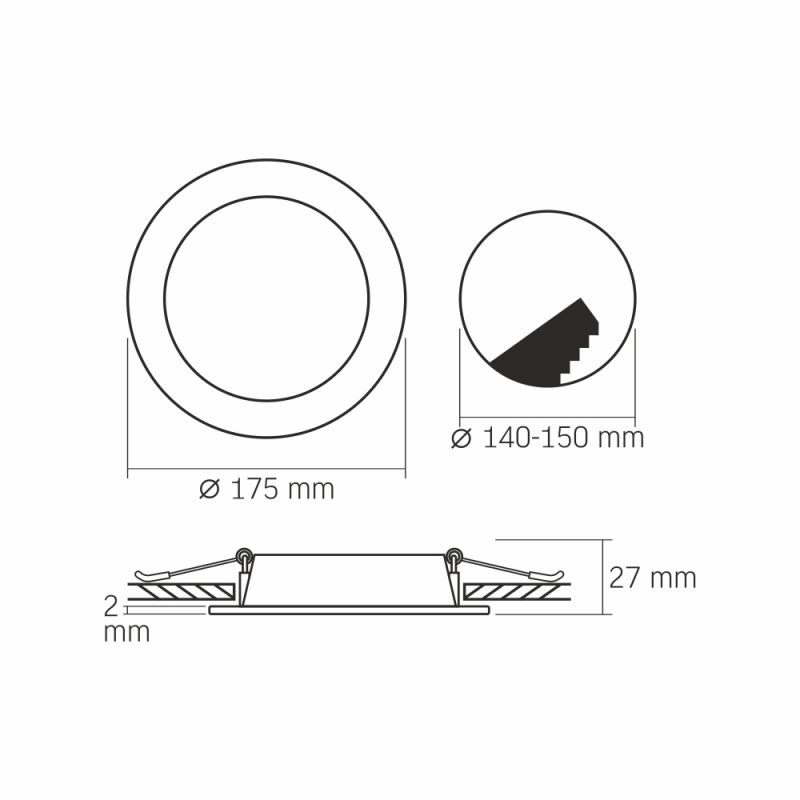 LED Recessed Downlight VIDEX-DOWNLIGHT-LED-DLBR-124-BLACK-12W-NW