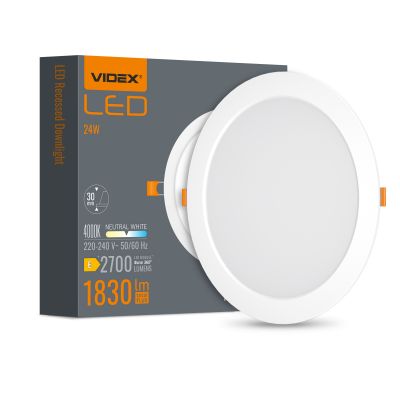 Oprawa wpuszczana LED VIDEX-DOWNLIGHT-LED-DLBR-244-24W-NW