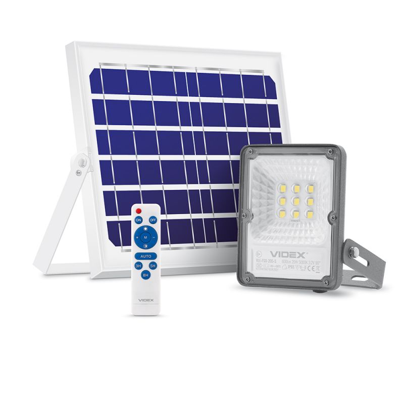 LED Solar Floodlight VIDEX-FLOOD-LED-SOLAR-GELIO-SENSOR-20W-NW