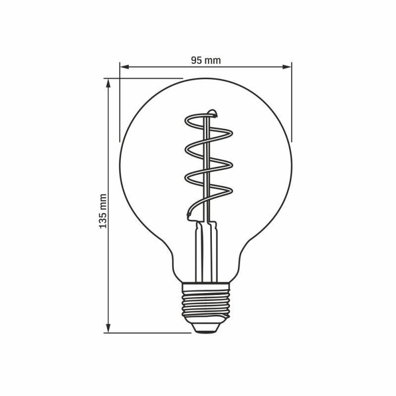 LED Bulb VIDEX-E27-G95-4W-FIL-DIM-SPIRAL-AMBER-WW