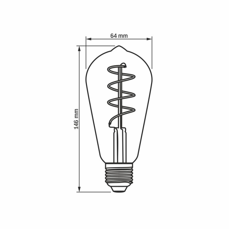 LED Bulb VIDEX-E27-ST64-4W-FIL-DIM-SPIRAL-GRAPHITE-WW