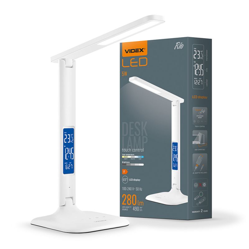 LED Dimmable Desk Lamp VIDEX-DESK-LAMP-RIO-WHITE