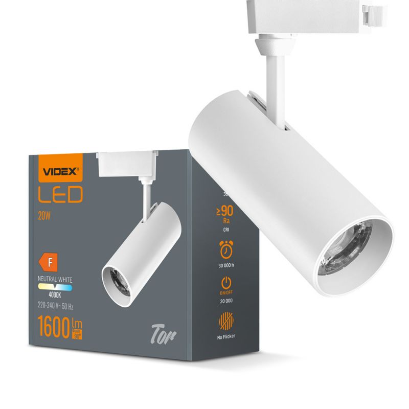 LED Track Light VIDEX-TOR-20W-WHITE