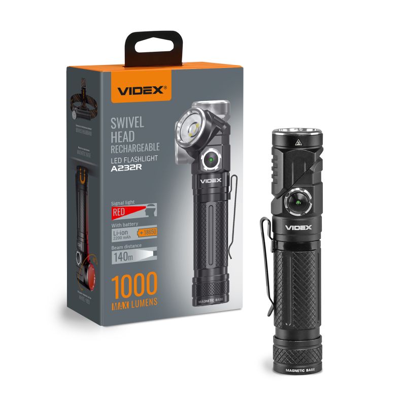 LED Portable Flashlight VIDEX VLF-A232R 1000Lm 5000K