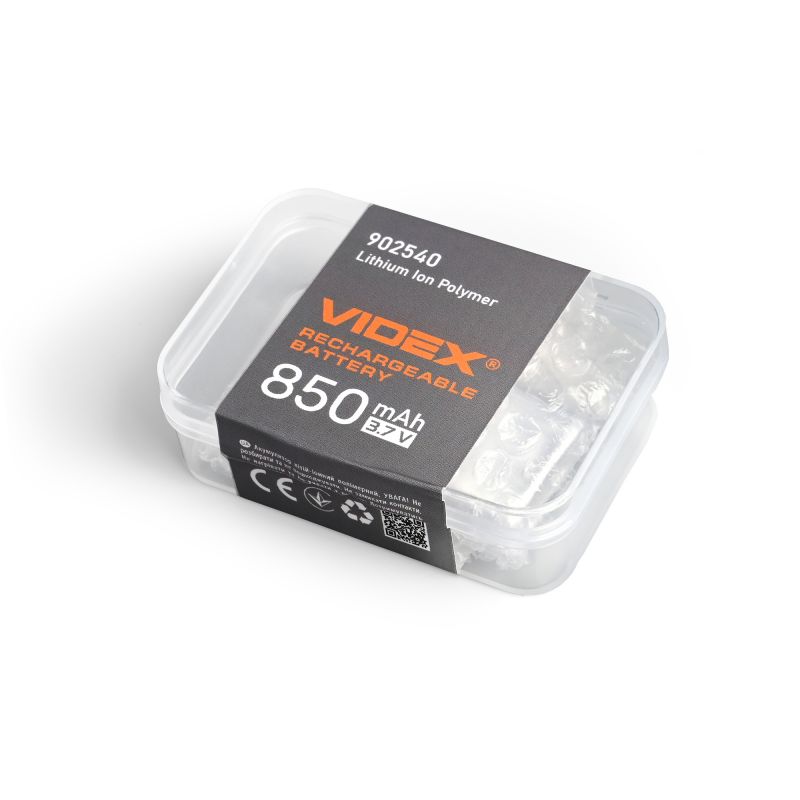 RECHARGEABLE Battery Videx Li-pol VLF-B902540-85 850mAh