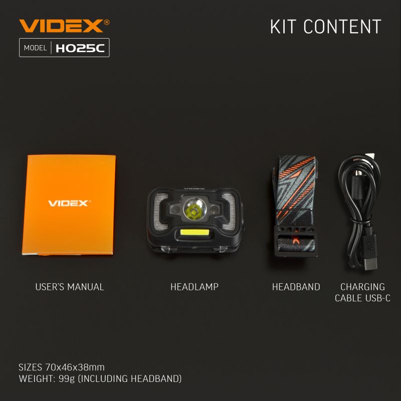 LED Headlamp VIDEX VLF-H025C 310Lm 5000K