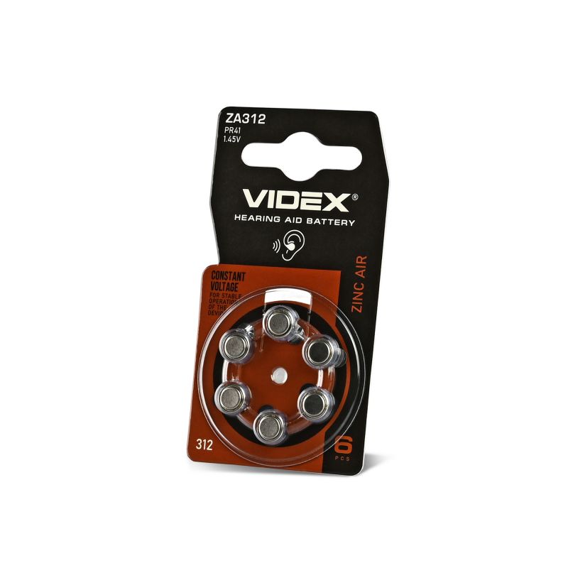 Zinc Air battery VIDEX ZA312 (PR41) 6pcs BLISTER